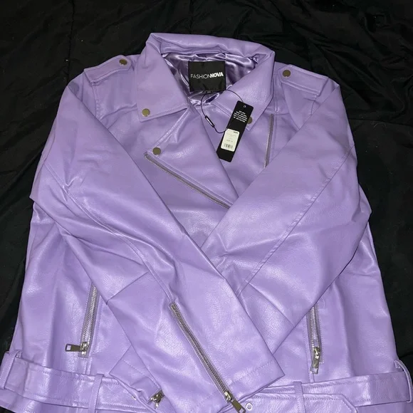 BNWT lavender faux leather moto jacket 1X $40 - Picture 4 of 6